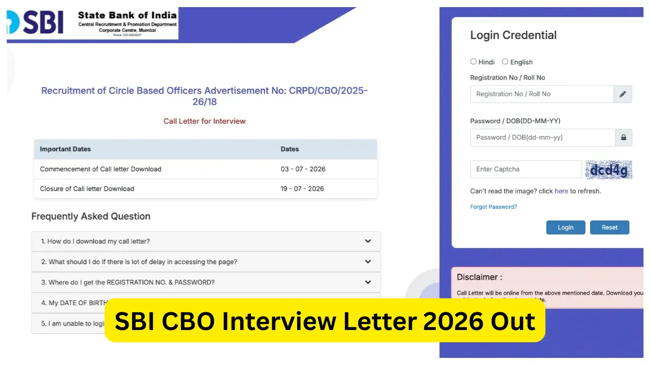 SBI CBO Interview Letter 2026 Out – Download Now @sbi.co.in